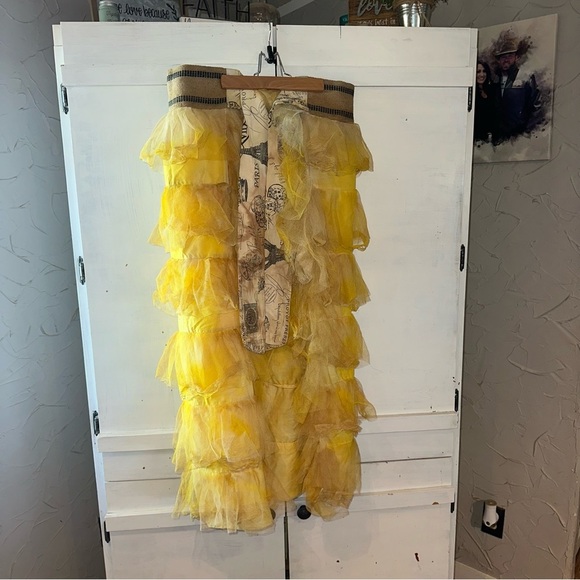 One of a kind Paris Montana Bustle Skirt Golden Tiered Maxi Skirt! One Size - Picture 6 of 16